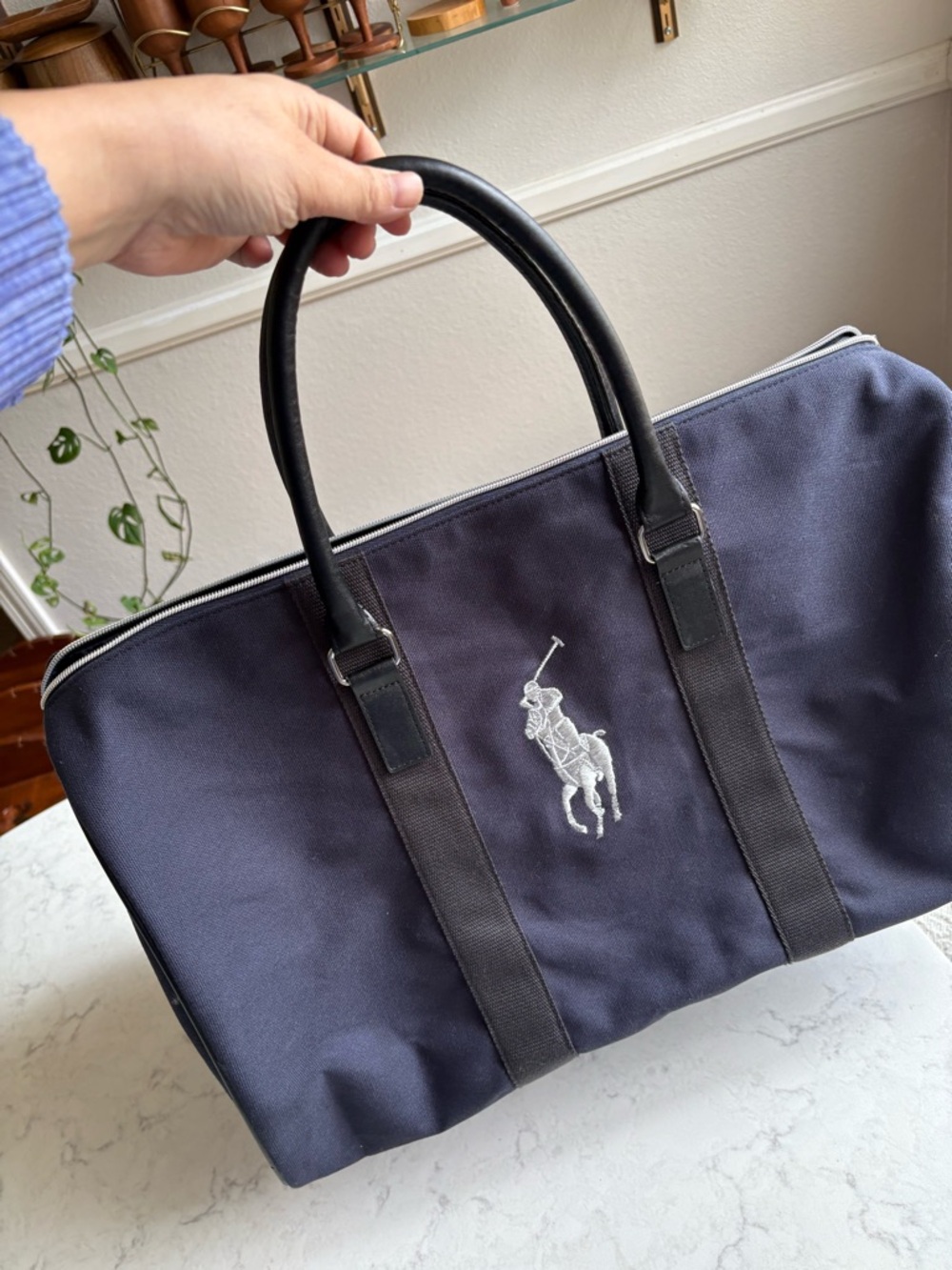 Polo Ralph Lauren Fragrance Navy Canvas Travel Duffle Bag weekender
